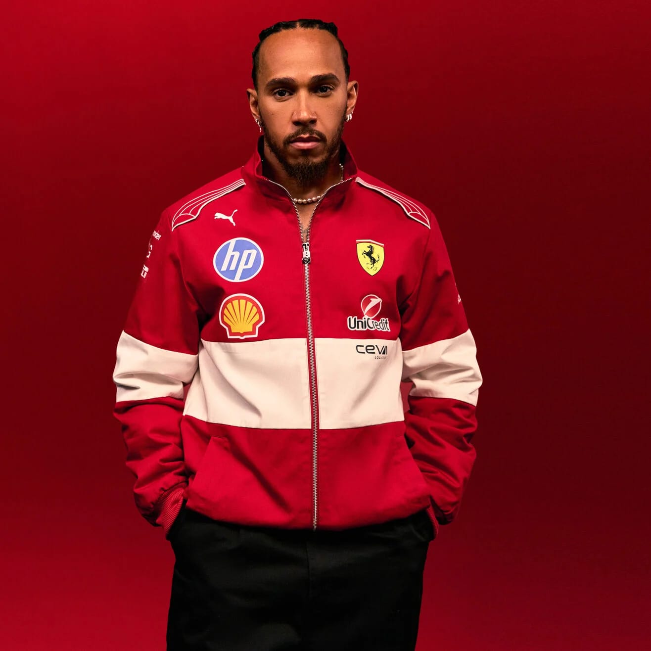 Scuderia Ferrari F1 PUMA 2025 Team Vintage Printed Jacket