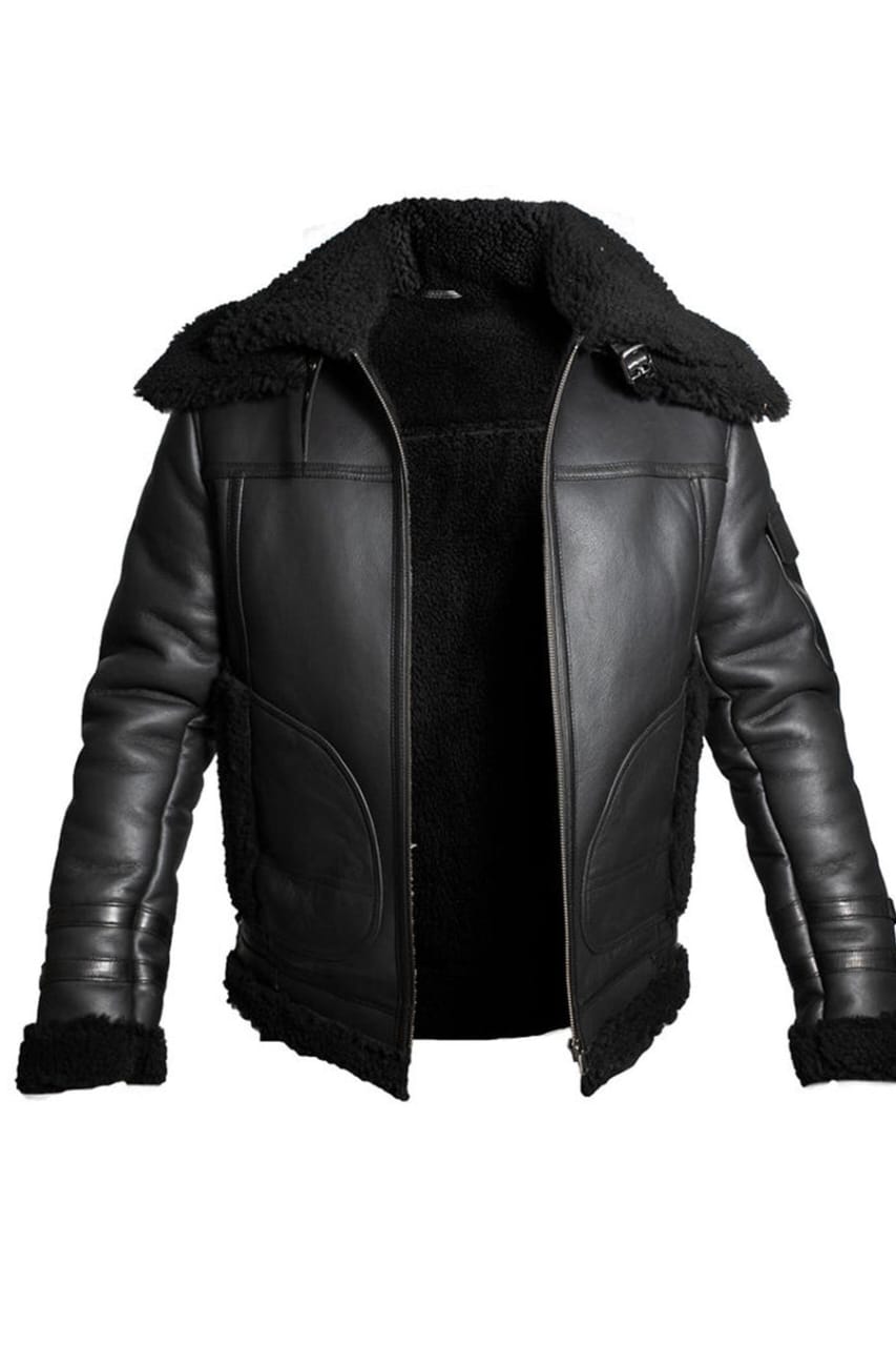 Men's Black Vintage Biker Style Waxed Sheep Skin Fashion Jacket main image 1