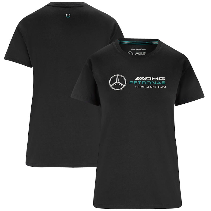 Mercedes AMG Petronas F1 Large Logo T-Shirt - Black – Womens