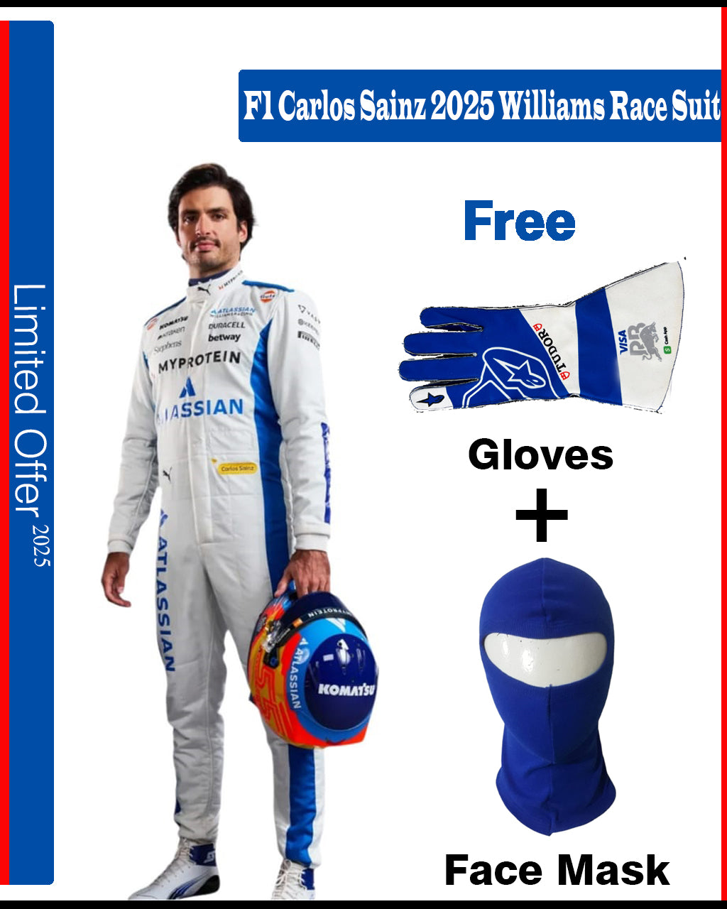 F1 go kart Carlos Sainz 2025 Williams Race Suit