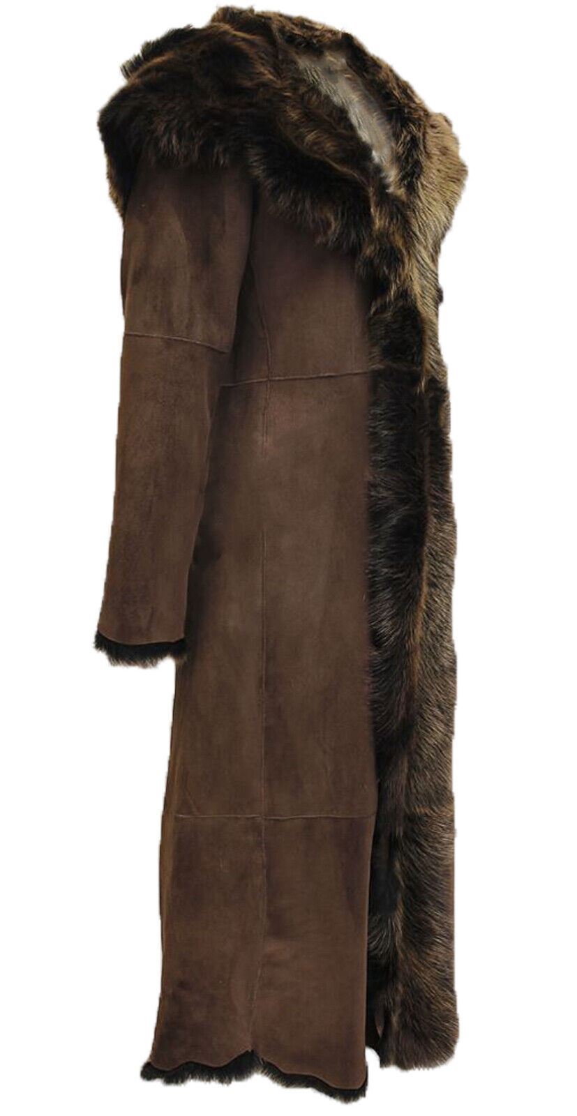 WOMENS SUEDE TOSCANA SHEEPSKIN HOODED TRENCH COAT-RUSHDEN