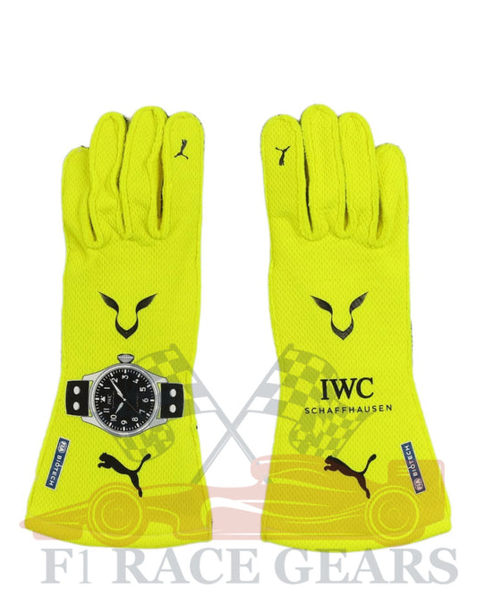 Lewis Hamilton 2023 Mercedes F1 Neon Yellow Racing Gloves palm and detail view