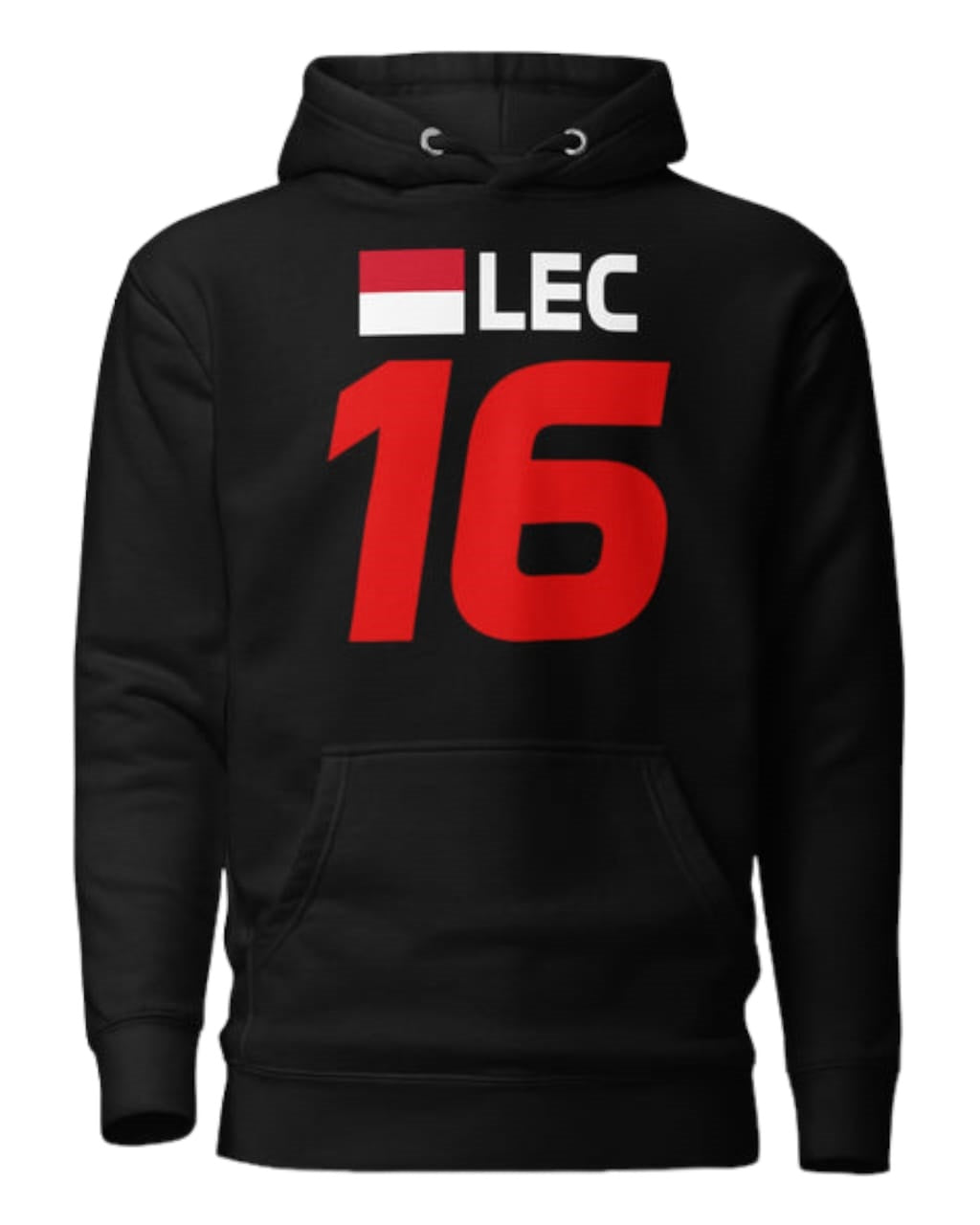 Alternate reference photo of Charles Leclerc Fleece Hoodie in black and red, showing LEC 16 chest graphic