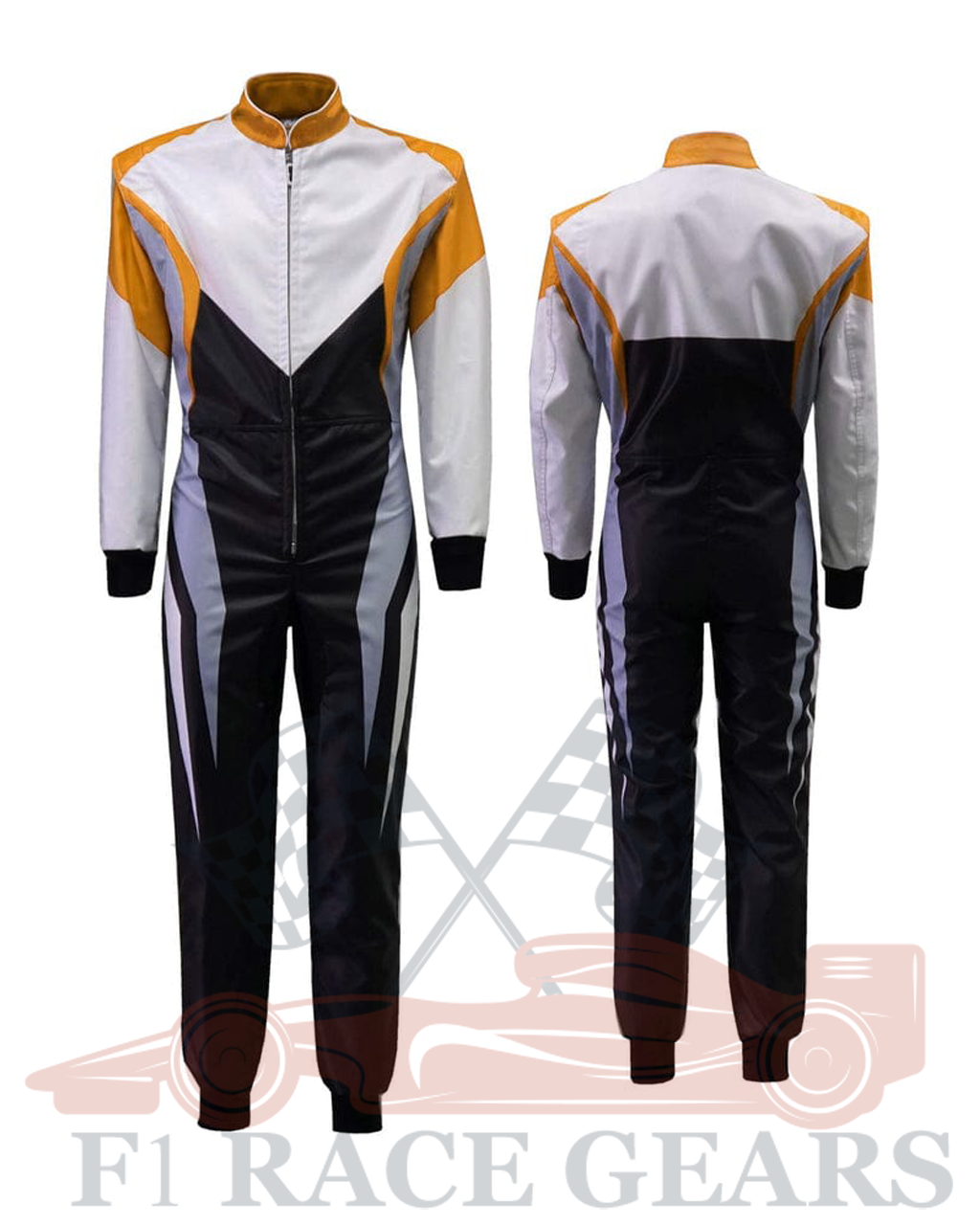 Go kart cardura race suit / black, grey, white and orange