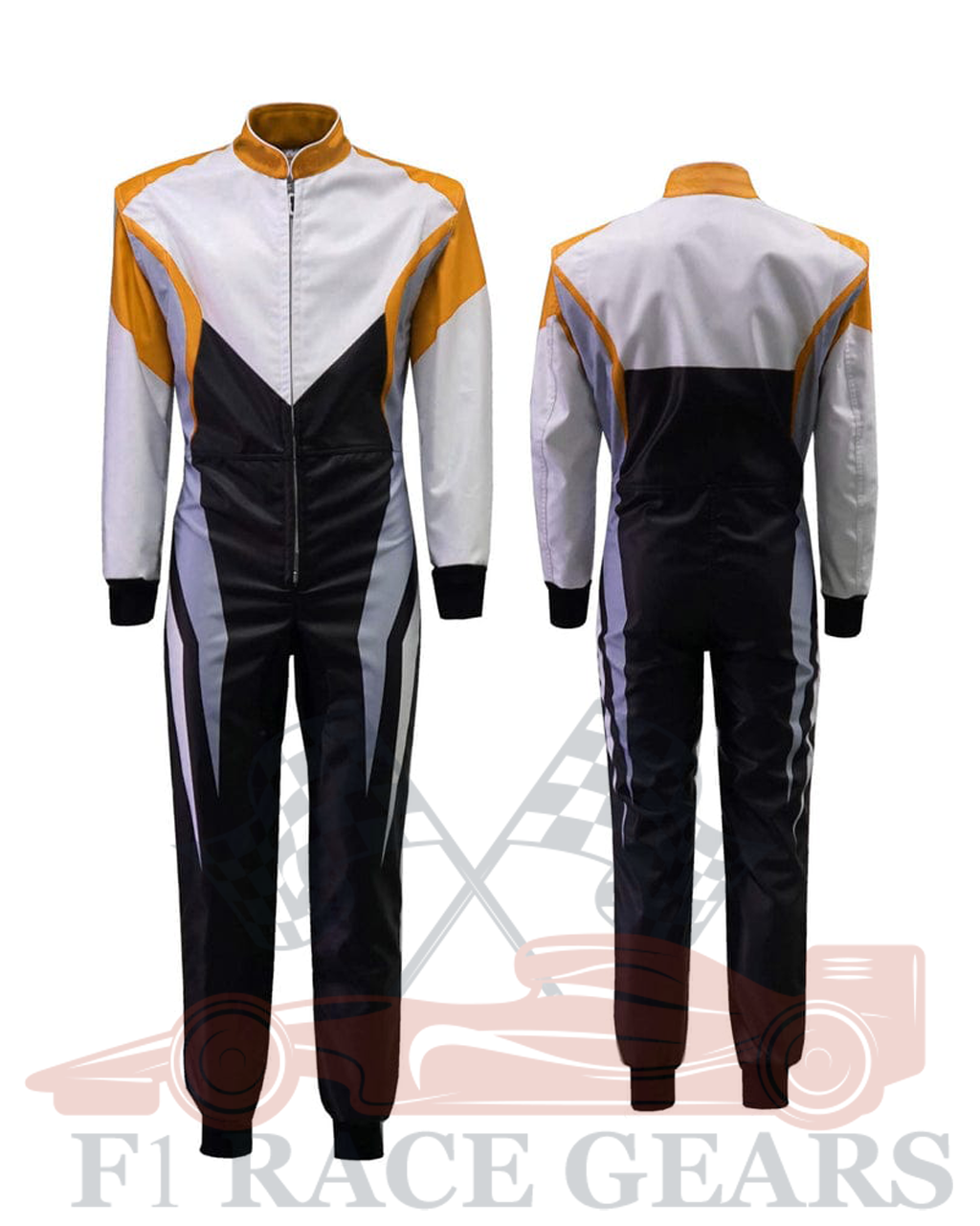 Go kart cardura race suit / black, grey, white and orange