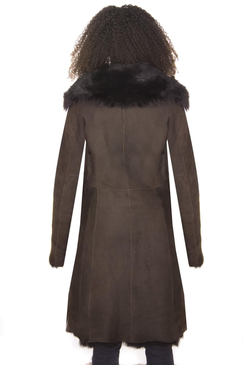 WOMENS TOSCANA SHEEPSKIN SUEDE TRENCH COAT-TBILISI