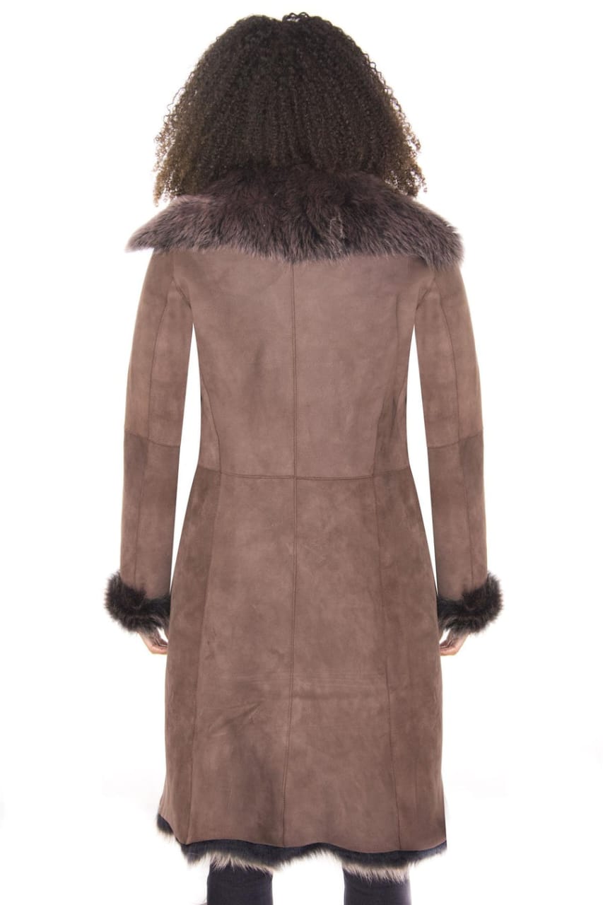 WOMENS TOSCANA SHEEPSKIN SUEDE TRENCH COAT-TBILISI