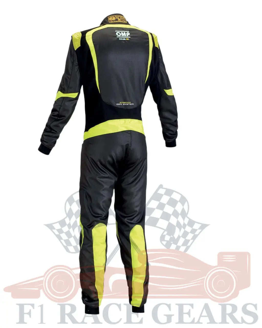 F1 go kart printed omp one-S1 replica race suit Black yellow My Store