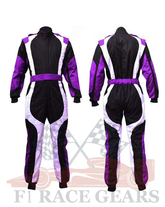 Go kart cardura race suit Black, White & Purpule