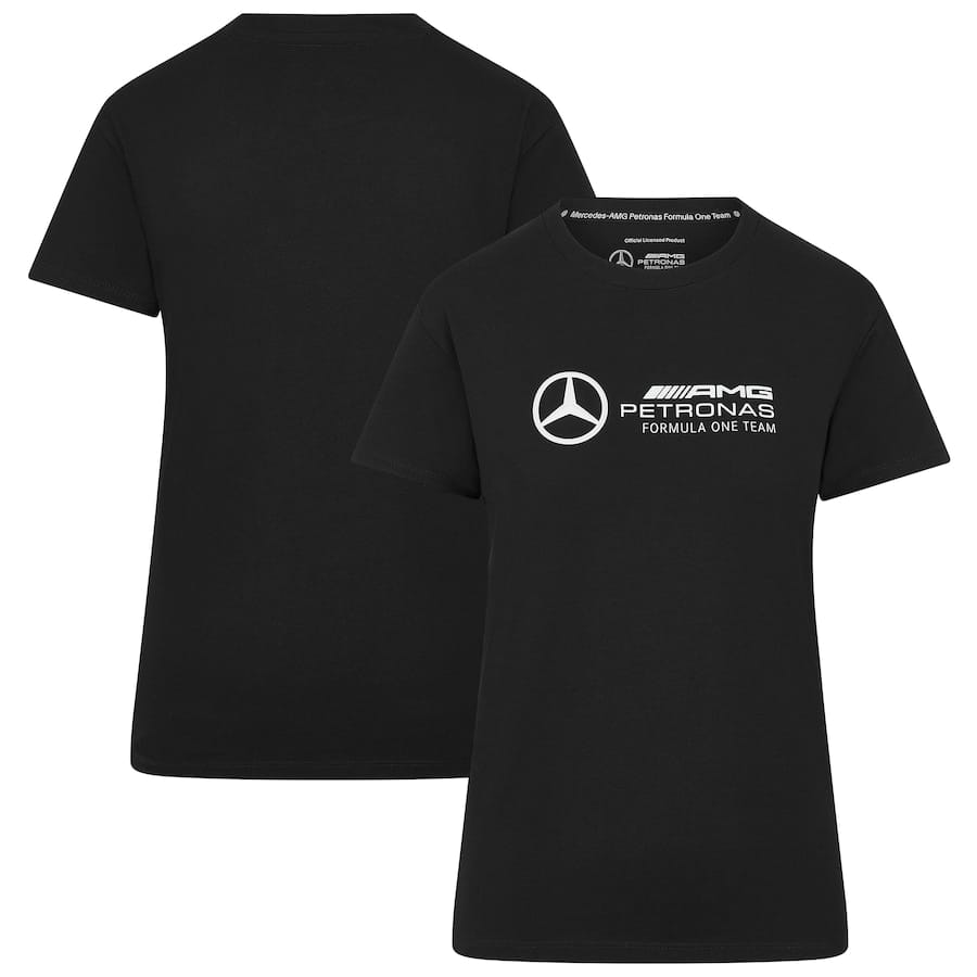 Mercedes AMG Petronas F1 Large Logo T-Shirt - Black – Womens