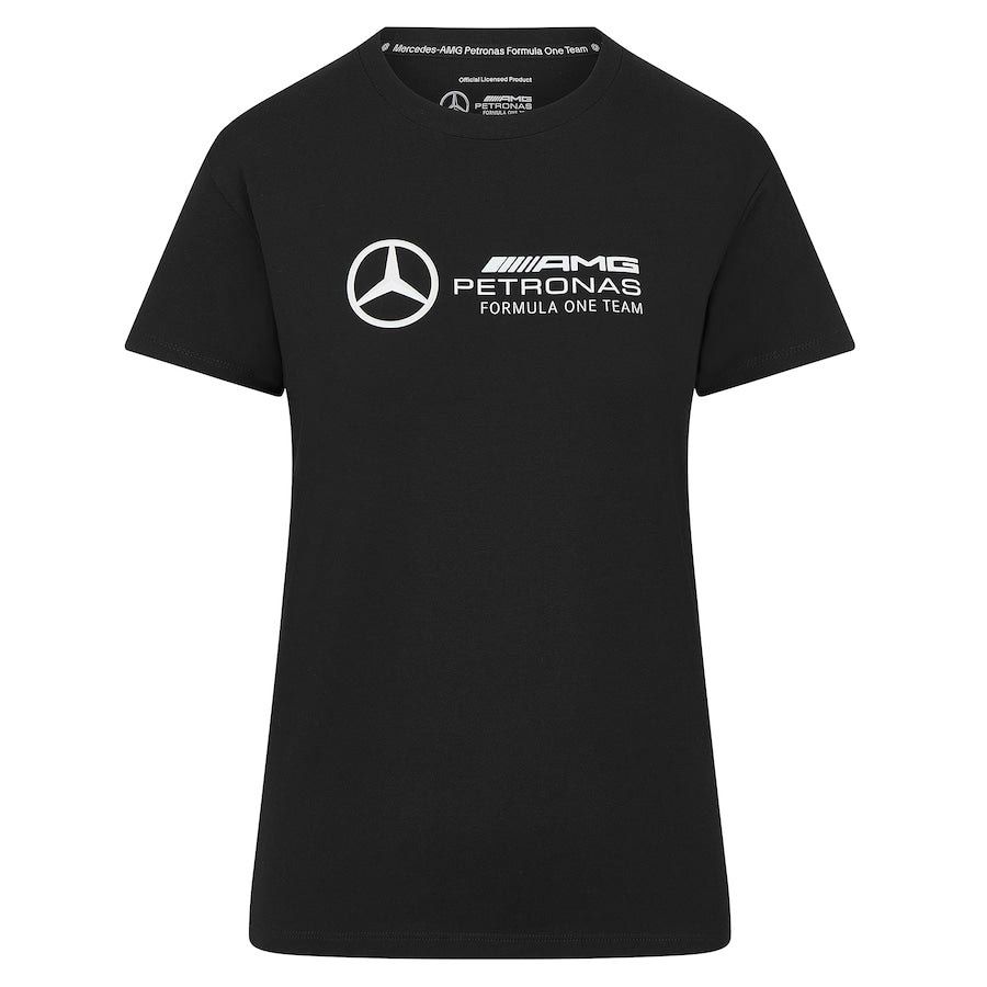 Mercedes AMG Petronas F1 Large Logo T-Shirt - Black – Womens