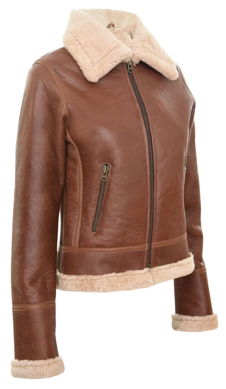 WOMENS TAN B3 SHEEPSKIN FLYING JACKET-KANO