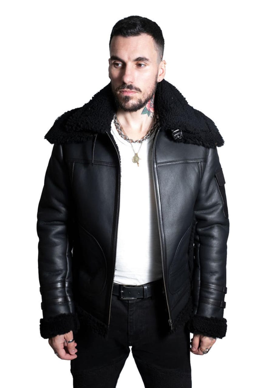 MENS RETRO BIKER SHEEPSKIN JACKET-AVIGNON