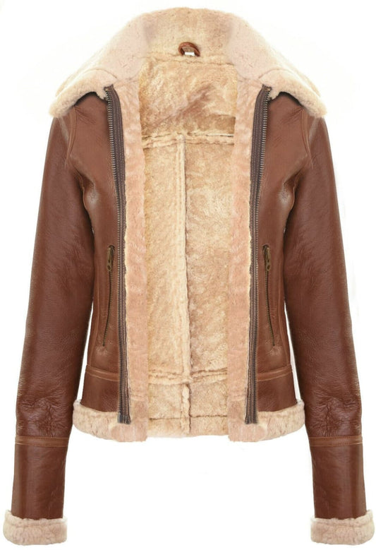 WOMENS TAN B3 SHEEPSKIN FLYING JACKET-KANO