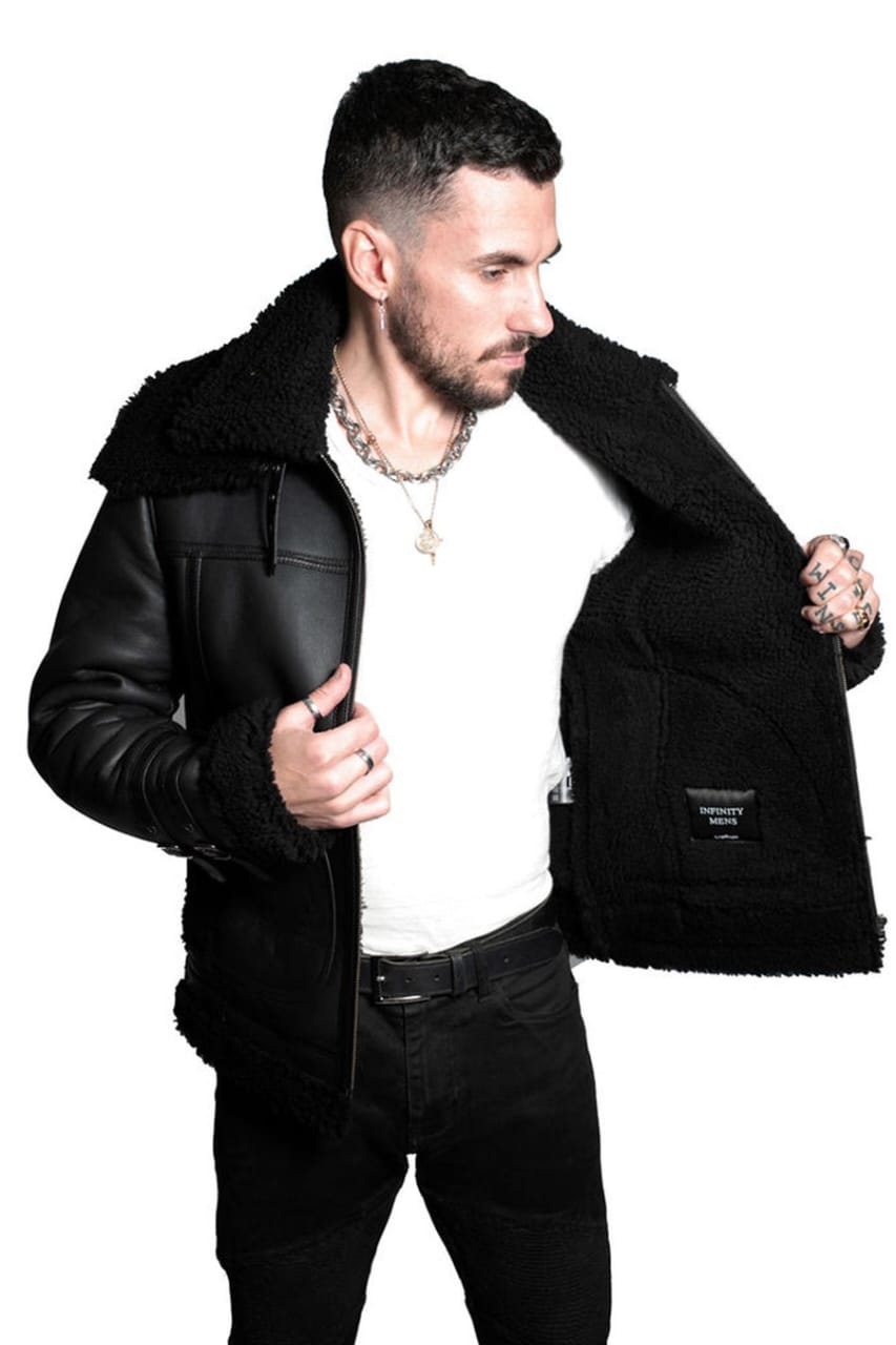 MENS RETRO BIKER SHEEPSKIN JACKET-AVIGNON