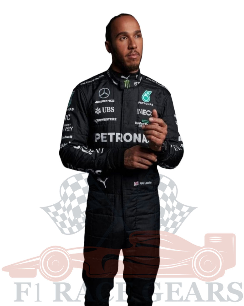 F1 Mercedes Lewis Hamilton 2023 race  suit