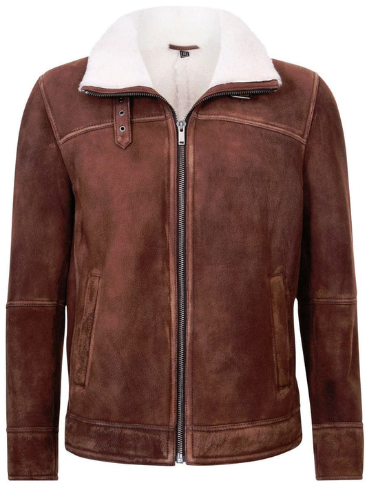 MENS SHEEPSKIN LEATHER HARRINGTON BOMBER JACKET-LUANDA