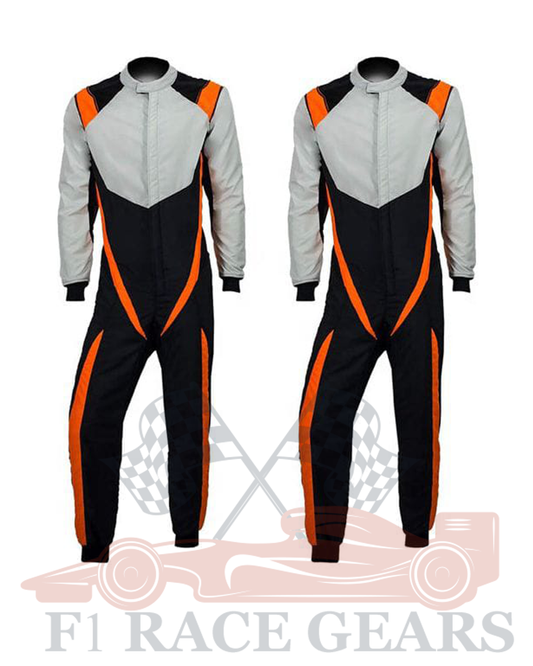 Go kart cardura race suit White, Black & Orange