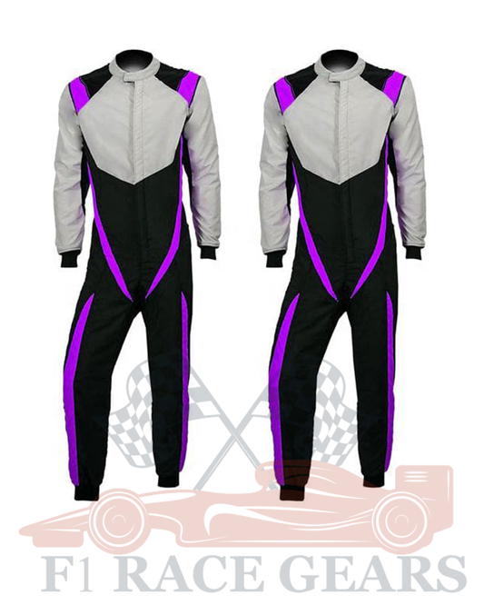 Go kart cardura rce suit Black, White & Purple