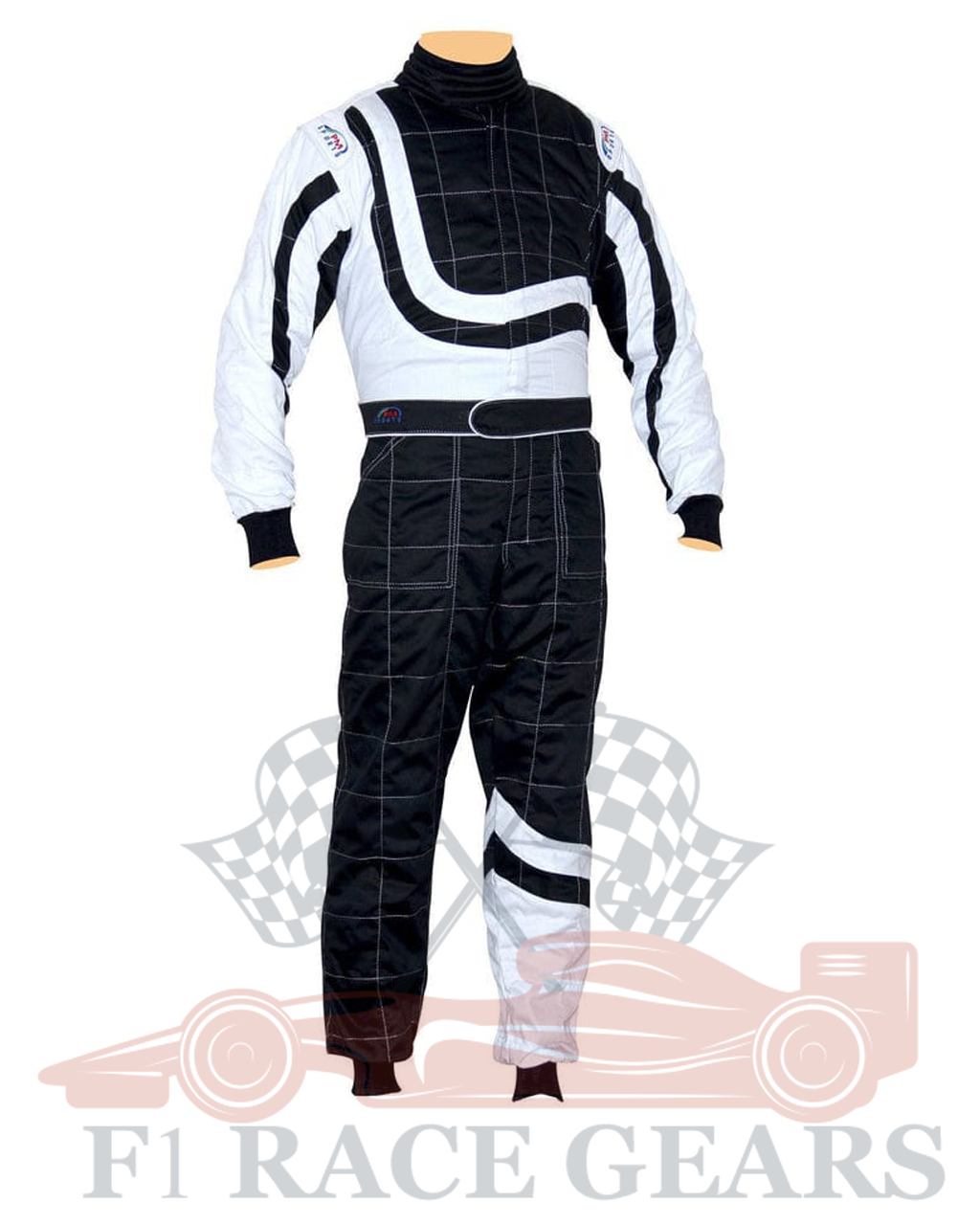 Go kart cardura race suit White & Black