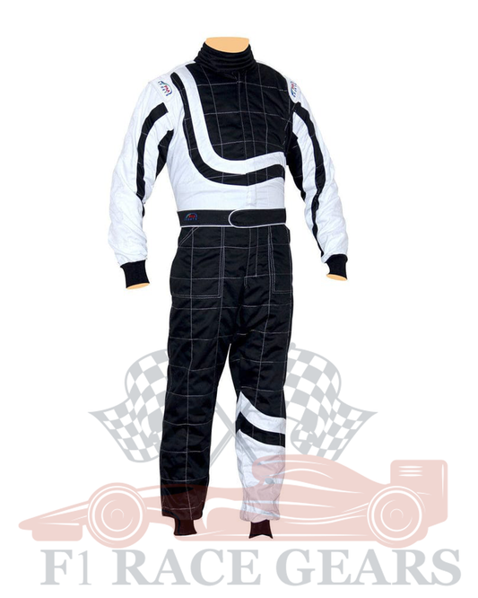 Go kart cardura race suit White & Black