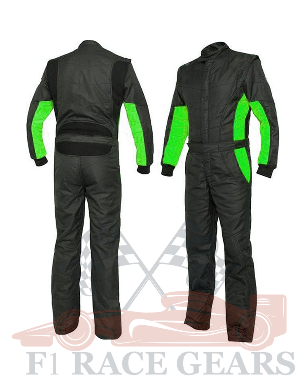 Go kart cardura race suit Green & Black