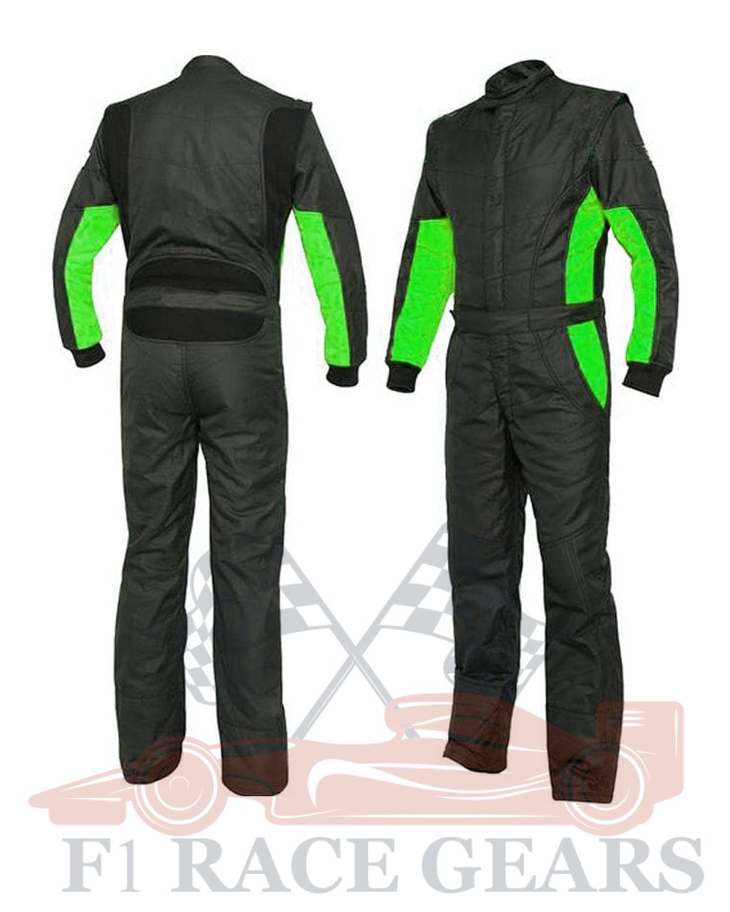 Go kart cardura race suit Green & Black