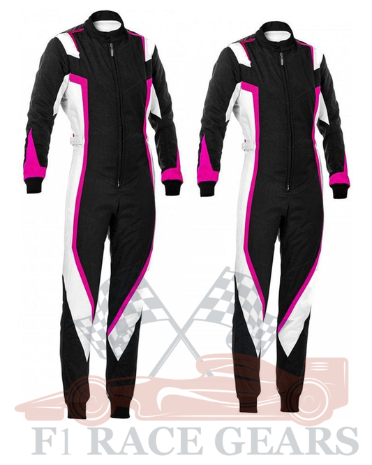 Go kart cardura race suit Black, White & Pink