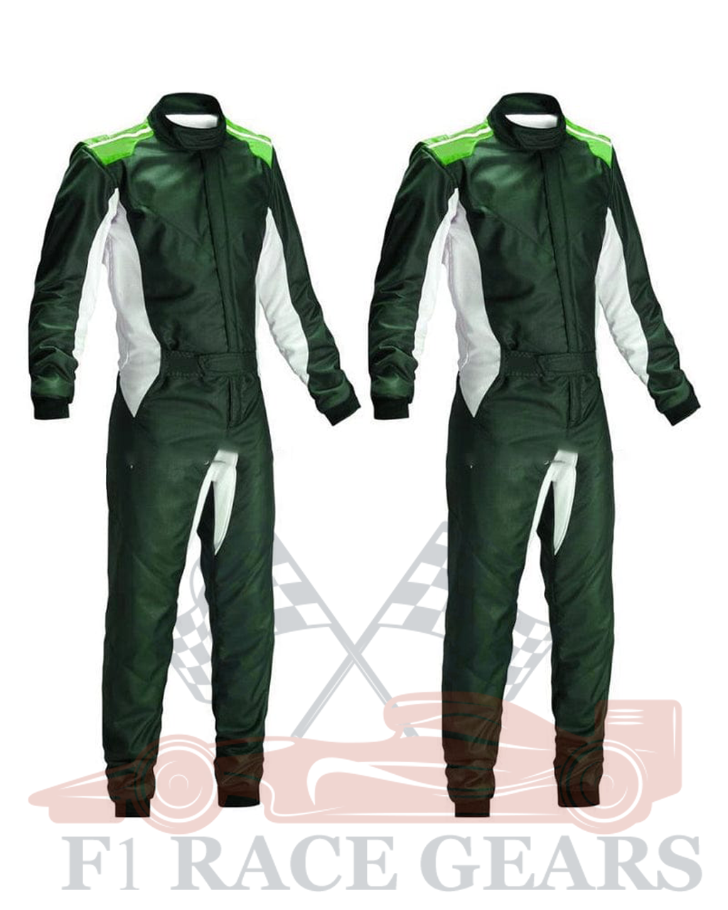 Go kart cardura race suit White & Green