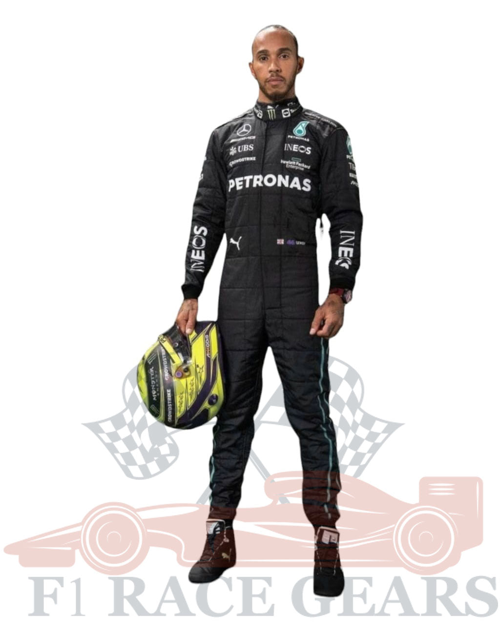 F1 Mercedes Lewis Hamilton 2022 race  suit