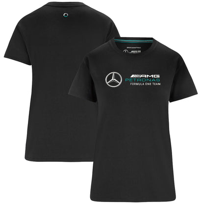 Mercedes AMG Petronas F1 Large Logo T-Shirt - Black – Womens