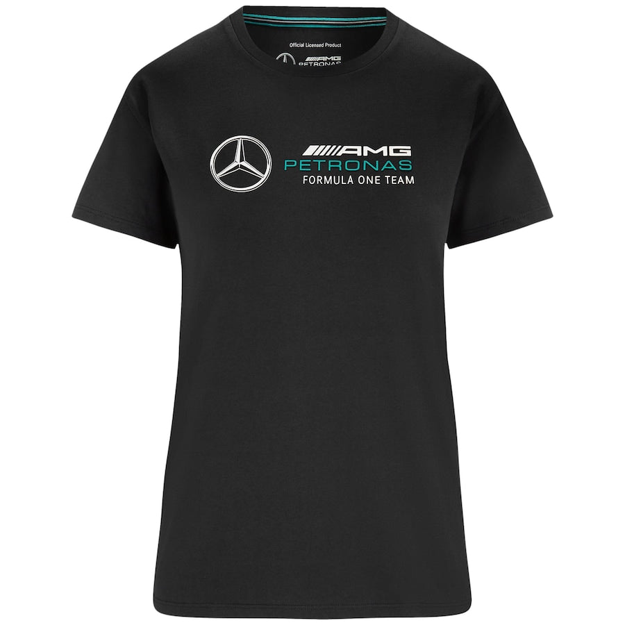 Mercedes AMG Petronas F1 Large Logo T-Shirt - Black – Womens