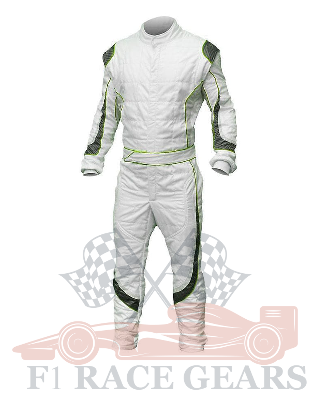 Go kart cardura race suit White & Green