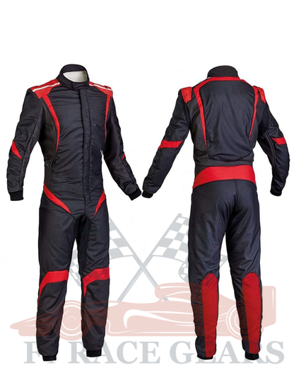 Red black go kart cardura race suit