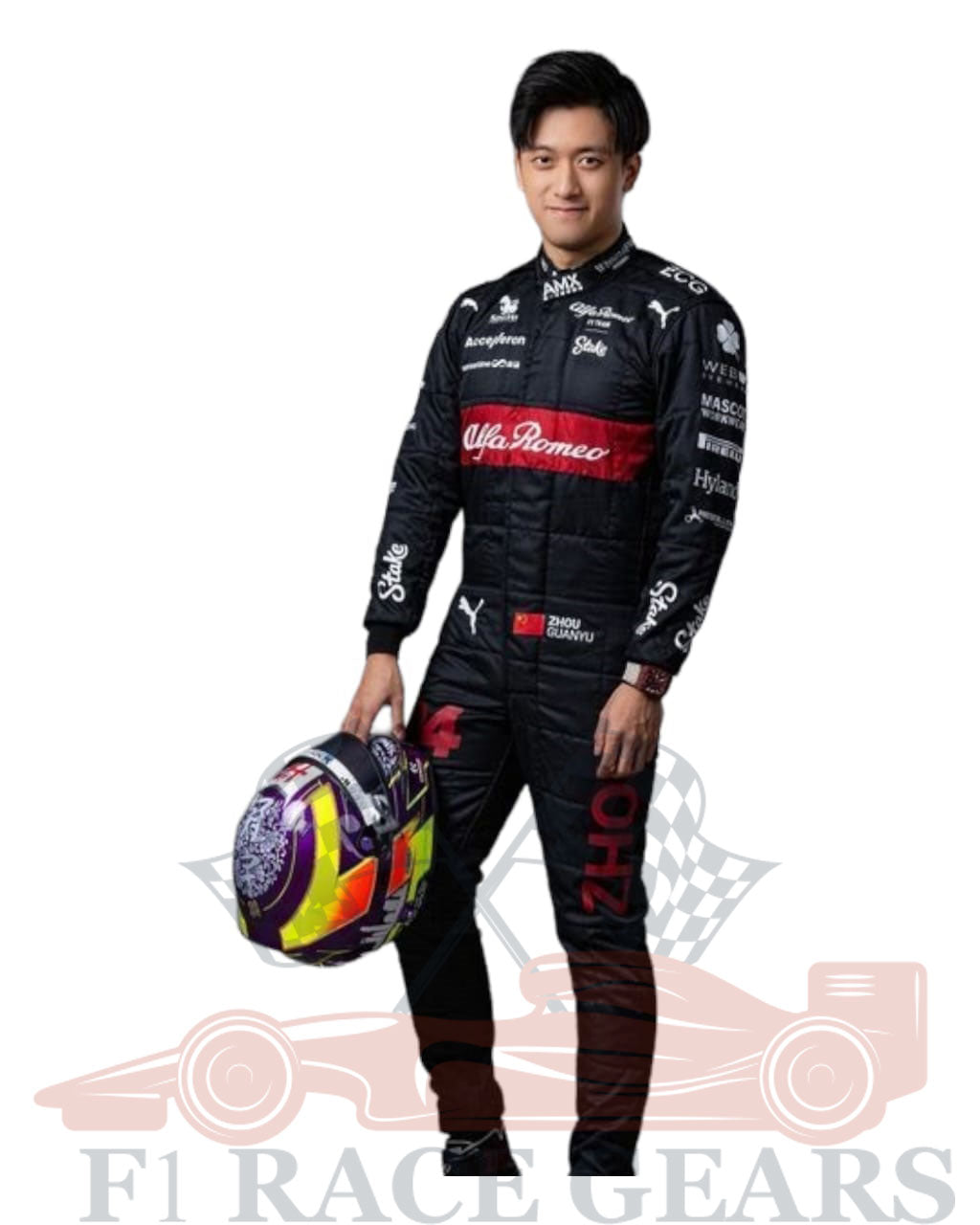F1 Zhou Guanyu Alfa Romeo 2023 race suit