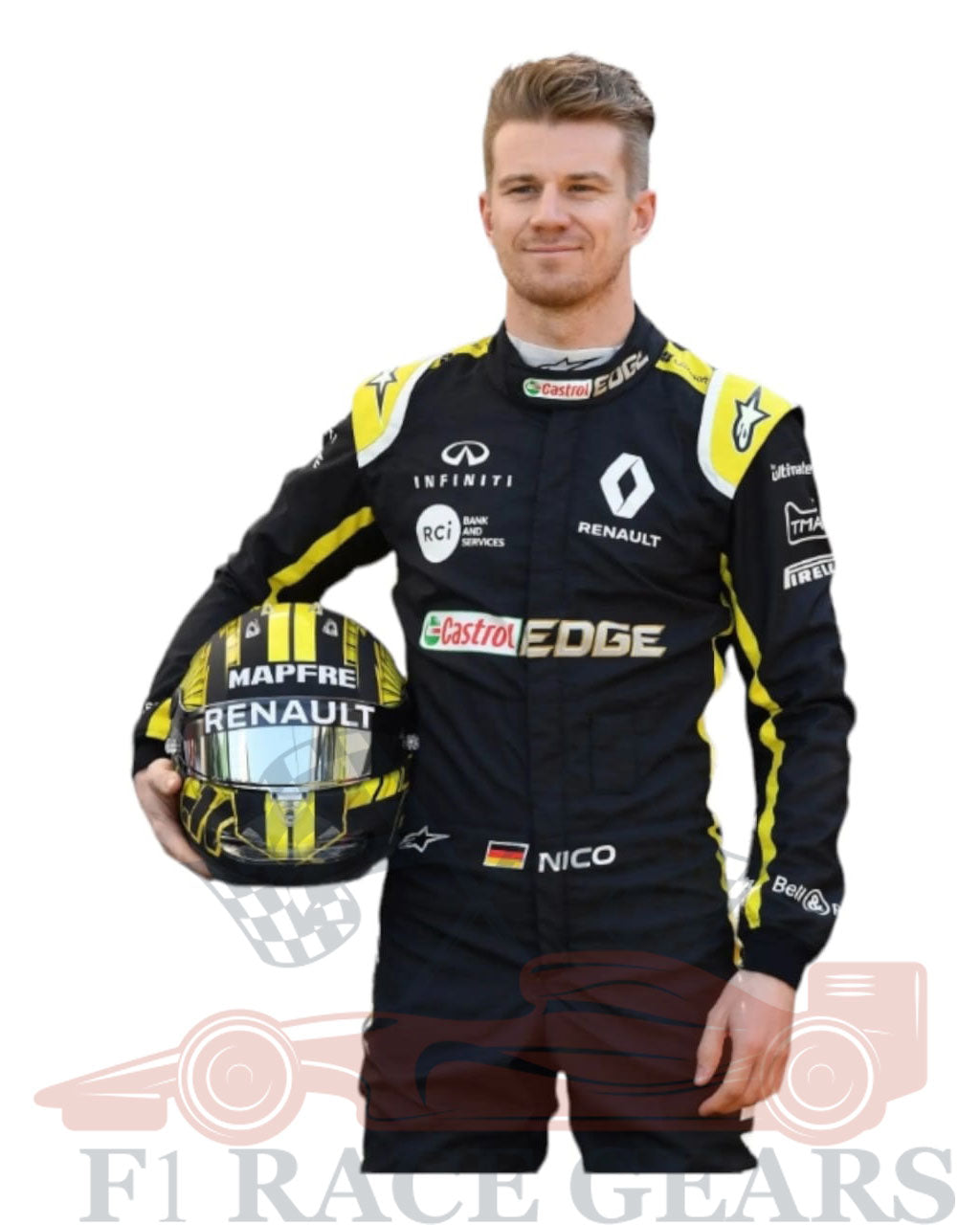 F1 Nico Hulkenberg Renault F1 team 2019 race suit