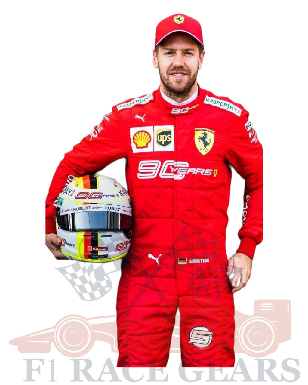 F1 Sebastian vettel  90 year 2019 ferrari race suit