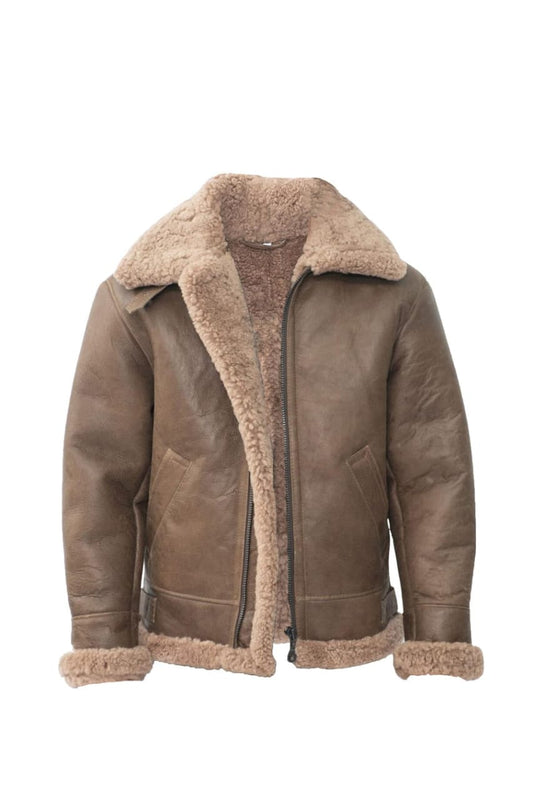 MENS B3 WW2 SHEEPSKIN LEATHER AVIATOR JACKET-HOUSTON