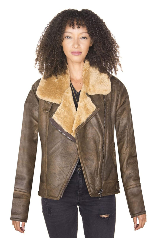 WOMENS B3 SHEEPSKIN LEATHER FLYING JACKET-BERGAMO