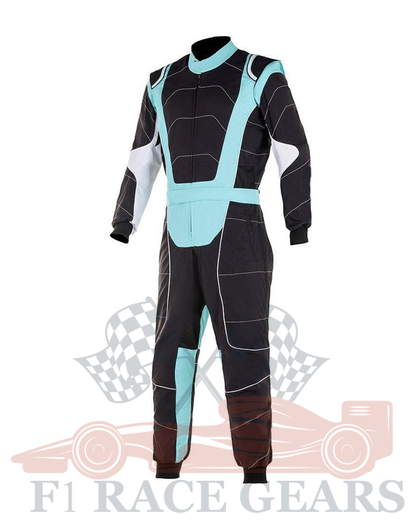 Go kart cardura race suit / black & sky blue