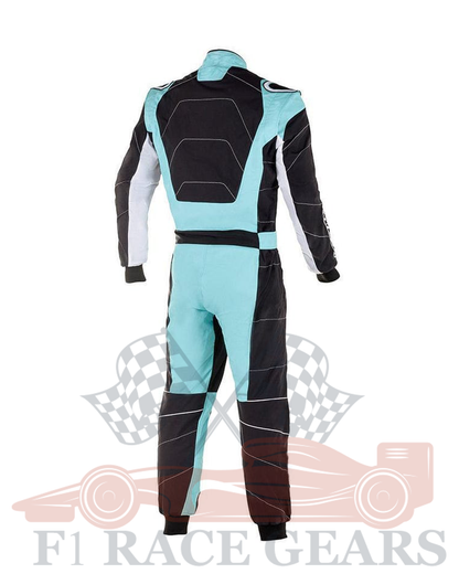 Go kart cardura race suit / black & sky blue