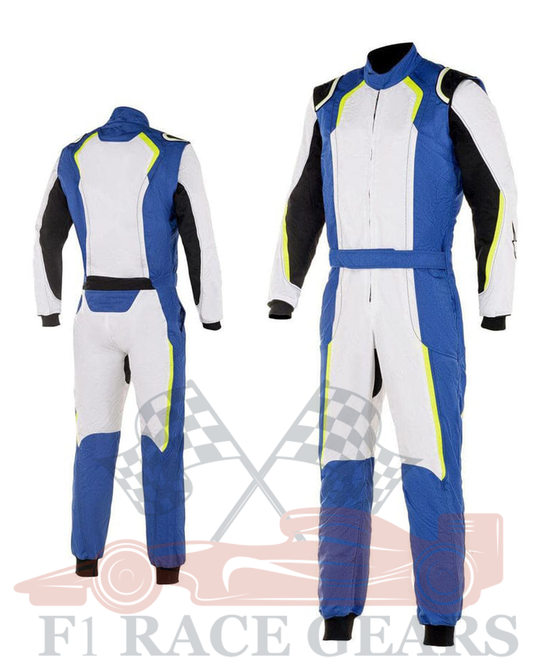 Go kart cardura race suit / black, white & blue