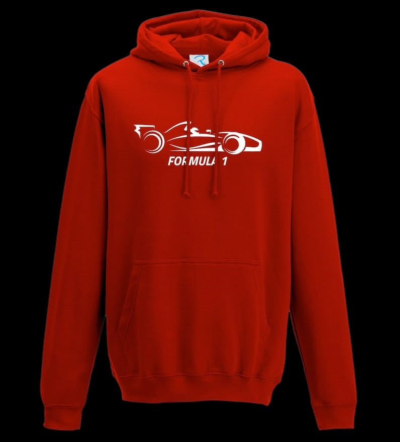 F1 Distressed Car Graphic fleece red Hoodie F1 RACE GEARS