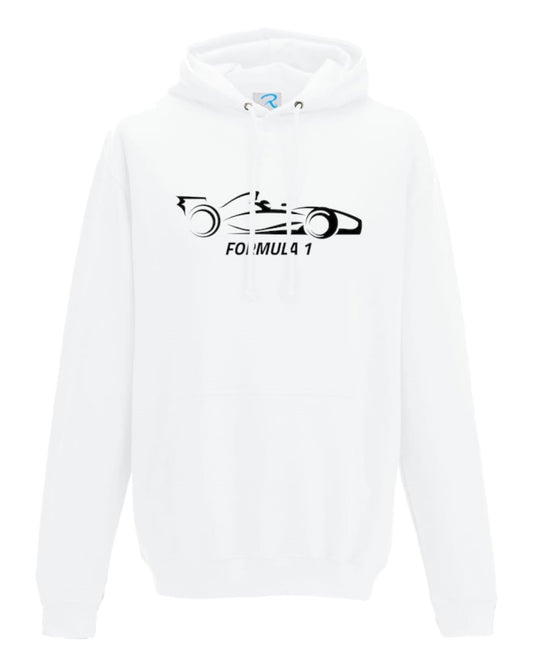 F1 Distressed Car Graphic fleece white  Hoodie F1 RACE GEARS