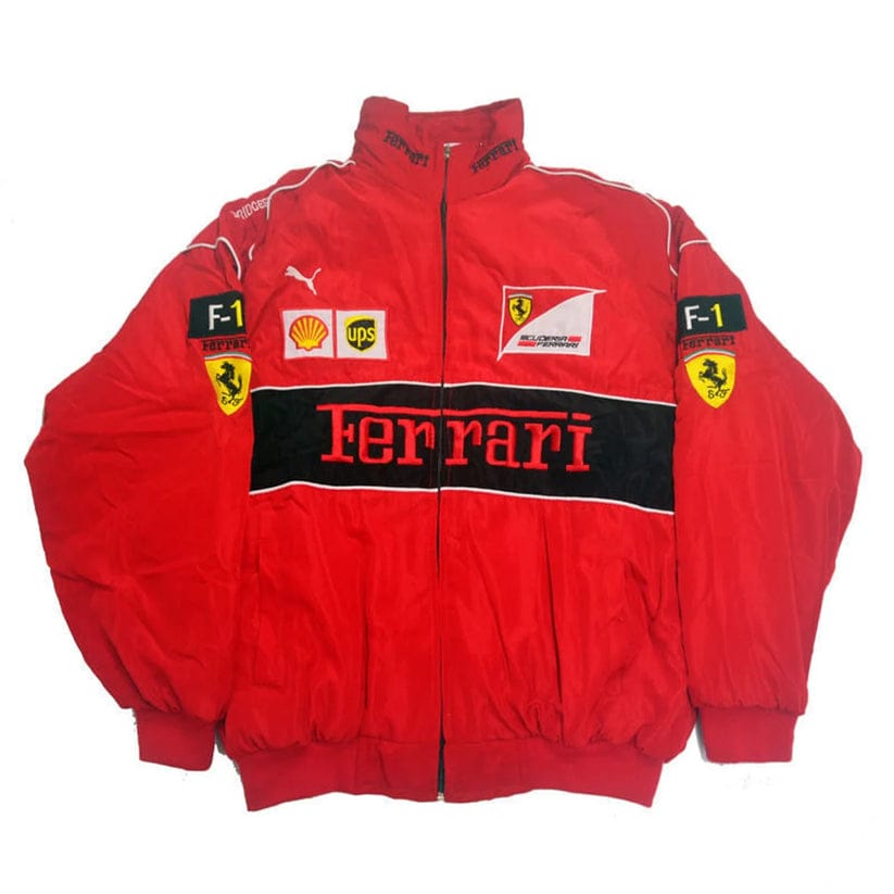 F1 Jacket Racing FERRAR1 Vintage Embroidry  Red
