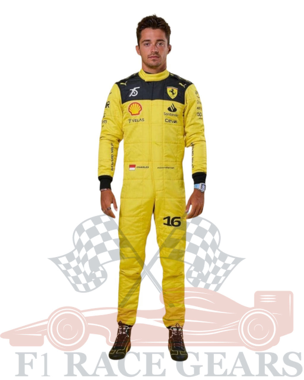 F1 Charles leclerc 75th anniversary 2023 race  suit