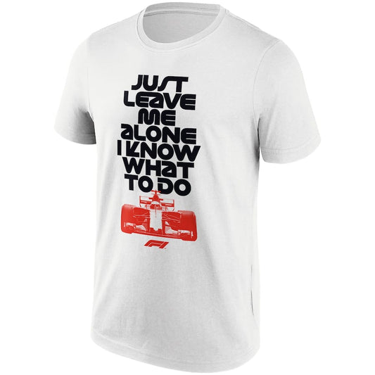 Formula 1 Just Leave Me Alone Graphic T-Shirt – White