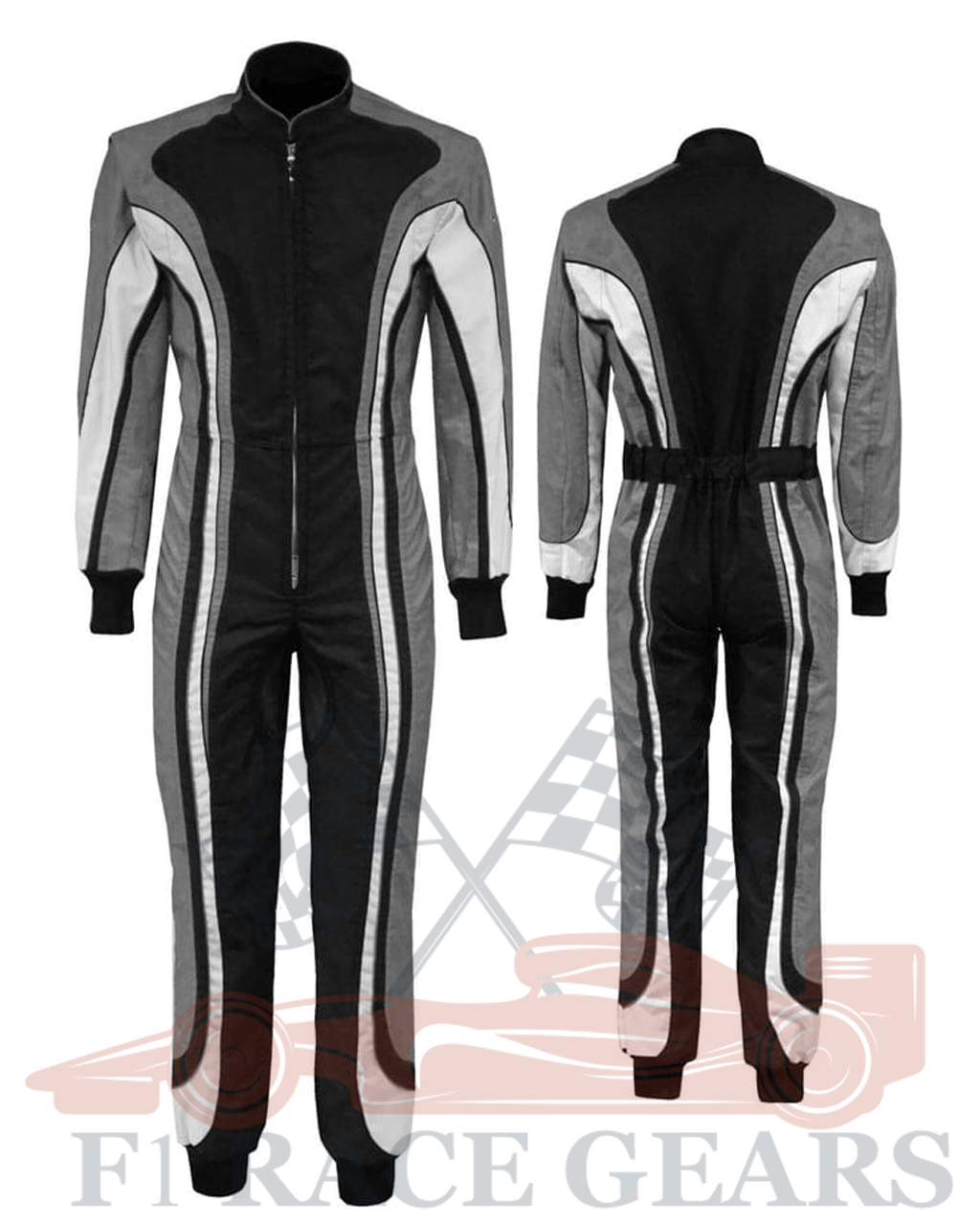 Go kart cardura race suit / grey, black & white