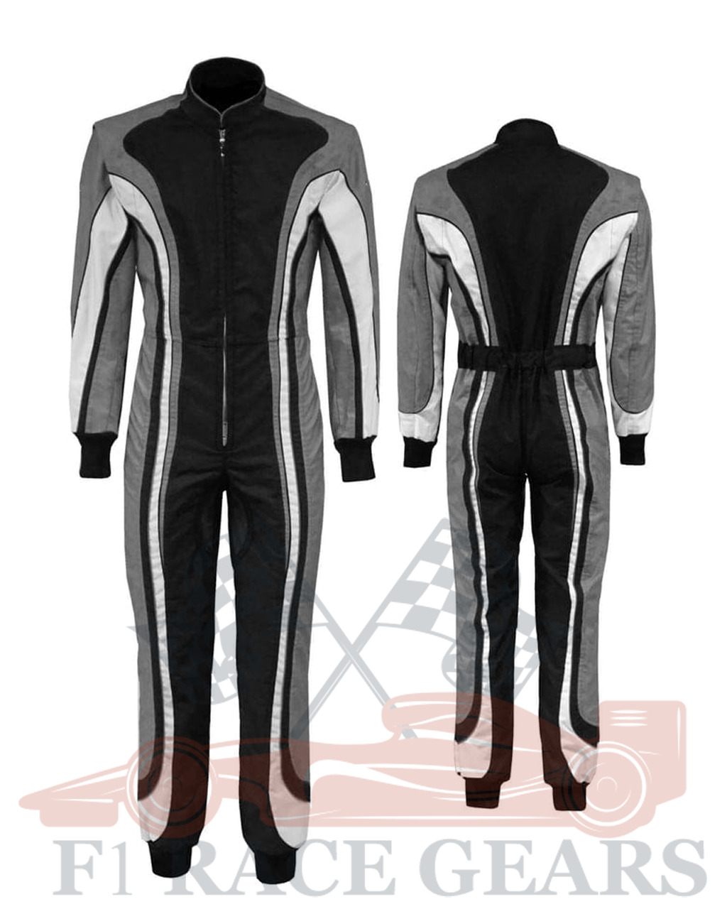 Go kart cardura race suit / grey, black & white