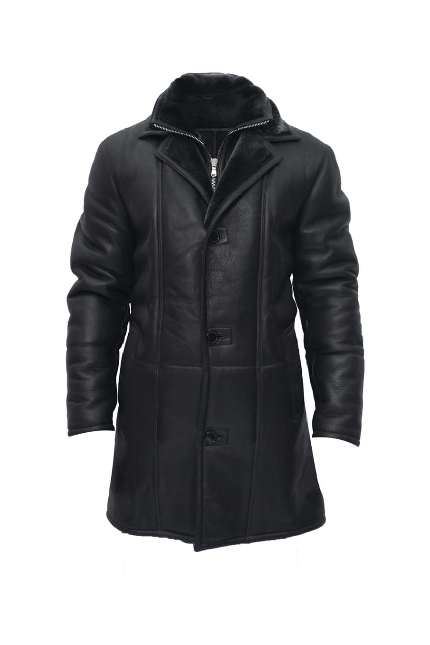 MENS WARM SHEARLING SHEEPSKIN LEATHER COAT-FLORENCE